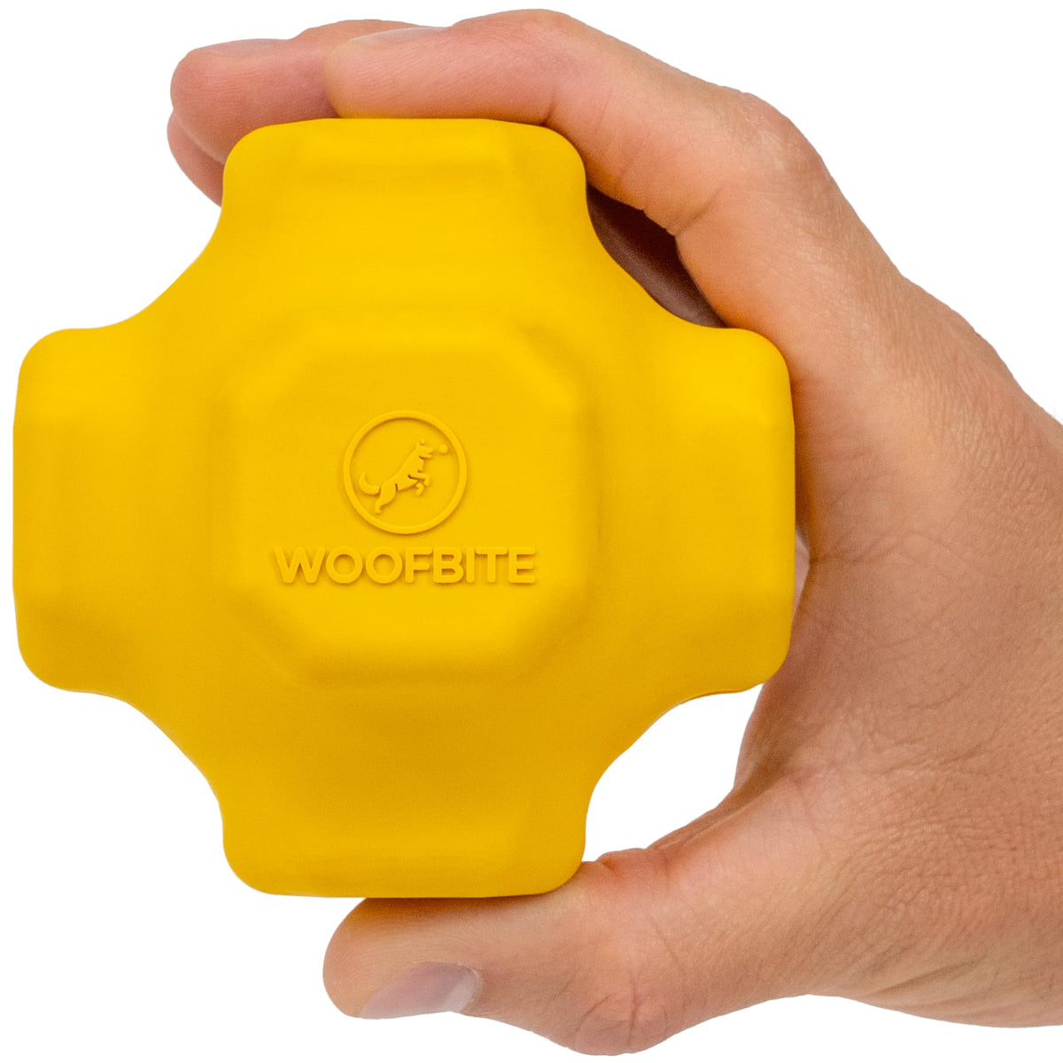 WoofBite Juguete indestructible en acción para masticar y saltar, ideal para perros grandes.