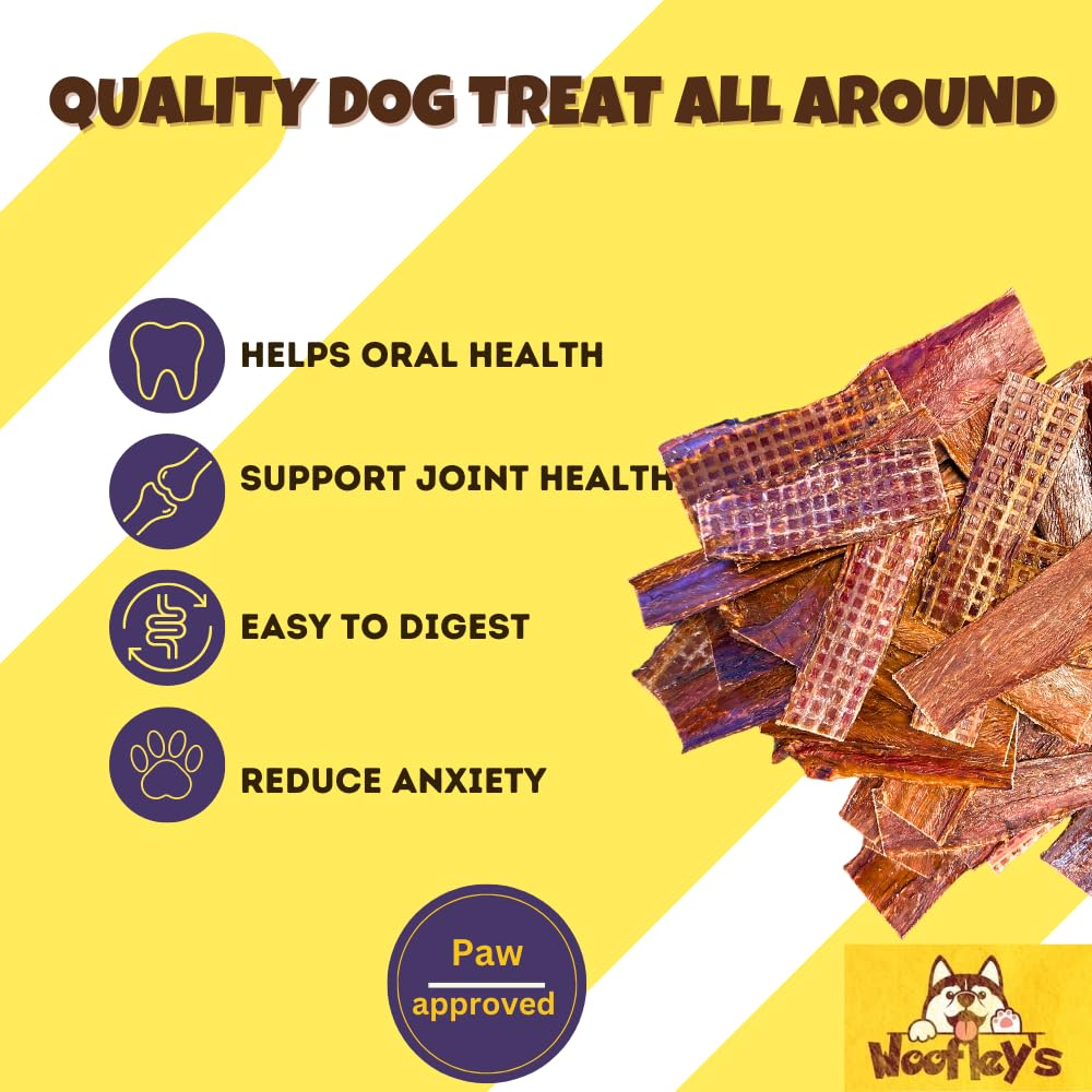 Woofley's Esófago Jerky: perro disfrutando de snack natural