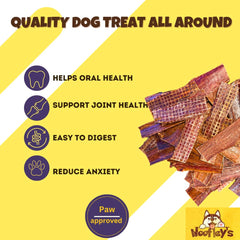 Woofley's Esófago Jerky: perro disfrutando de snack natural