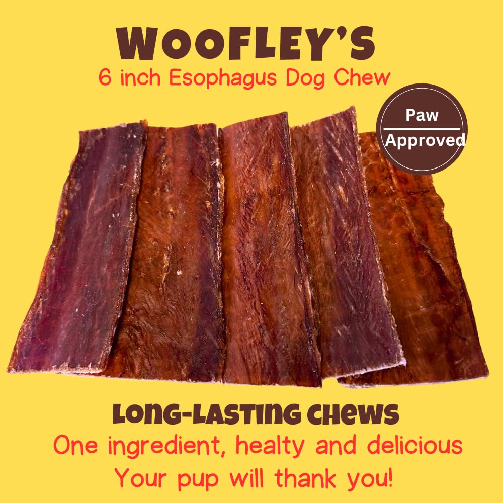 Woofley's Esófago Jerky: textura en primer plano para masticar naturalmente