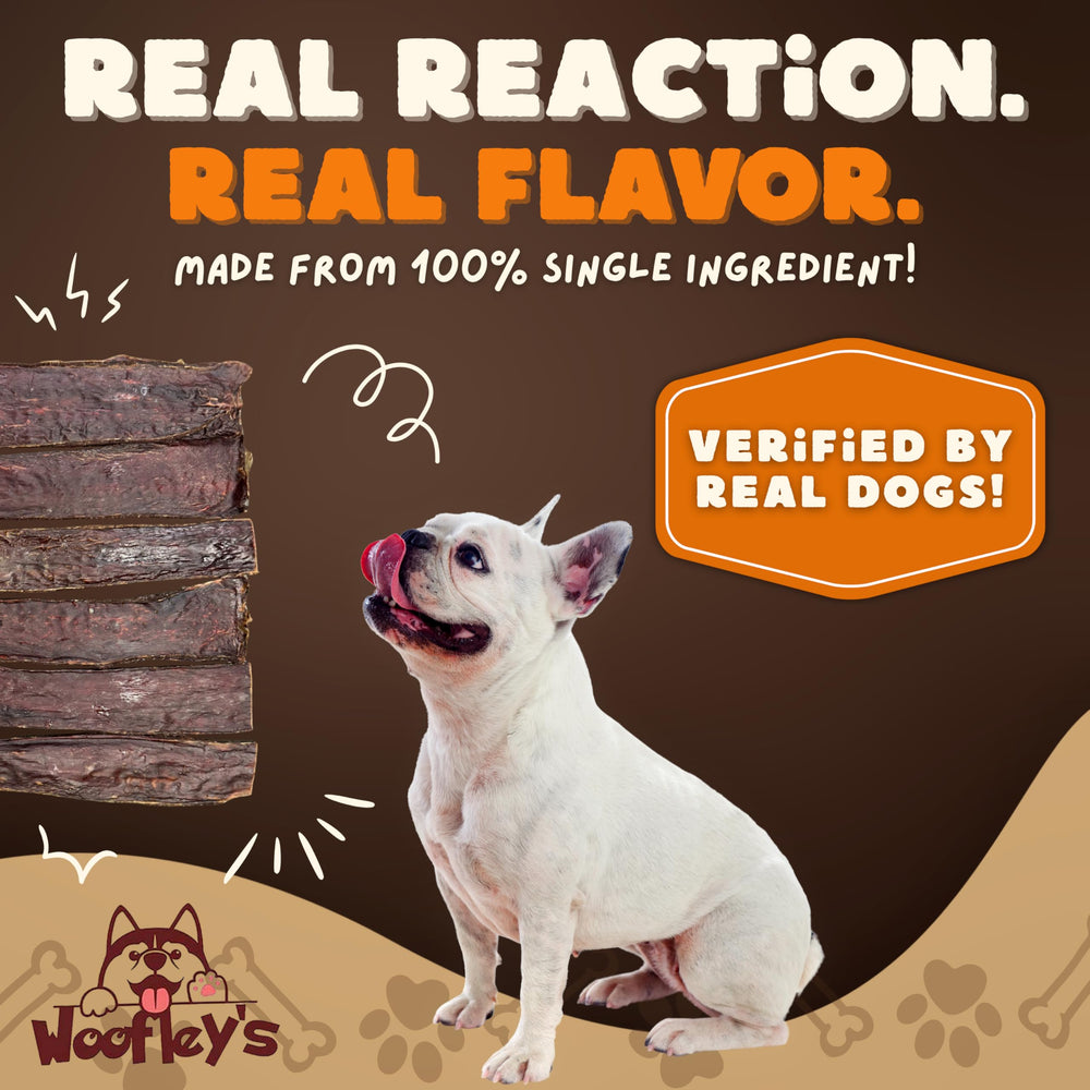 Woofley's palitos de esófago para perros, fuente sostenible de proteína animal.