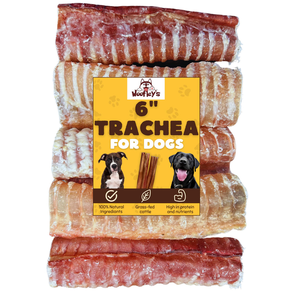 Woofley's tráquea de res, 6 pulgadas, para perros, ayuda a la higiene dental.