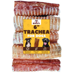 Woofley's tráquea de res, 6 pulgadas, para perros, ayuda a la higiene dental.