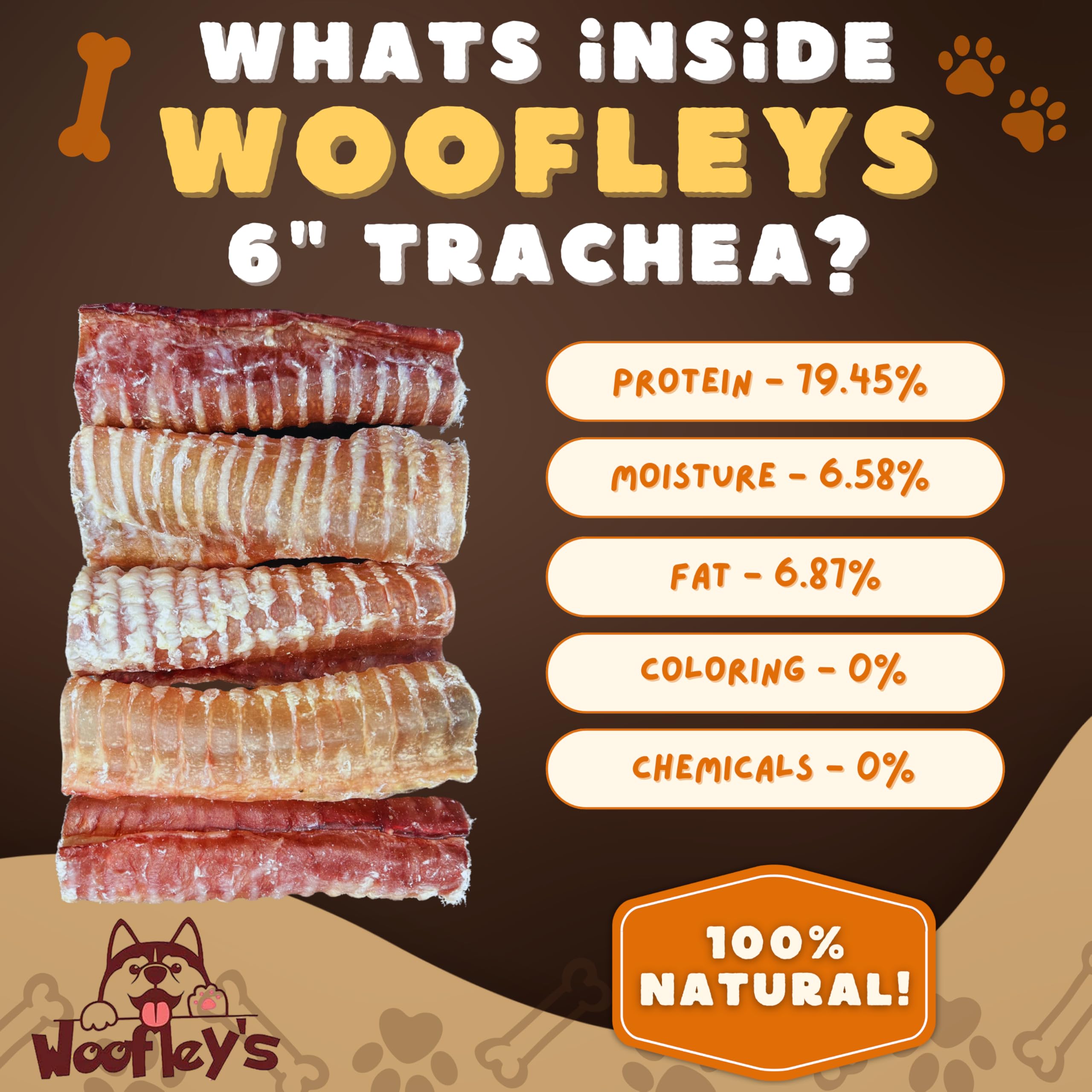 Woofley's tráquea de res ayuda a la limpieza dental durante el juego.
