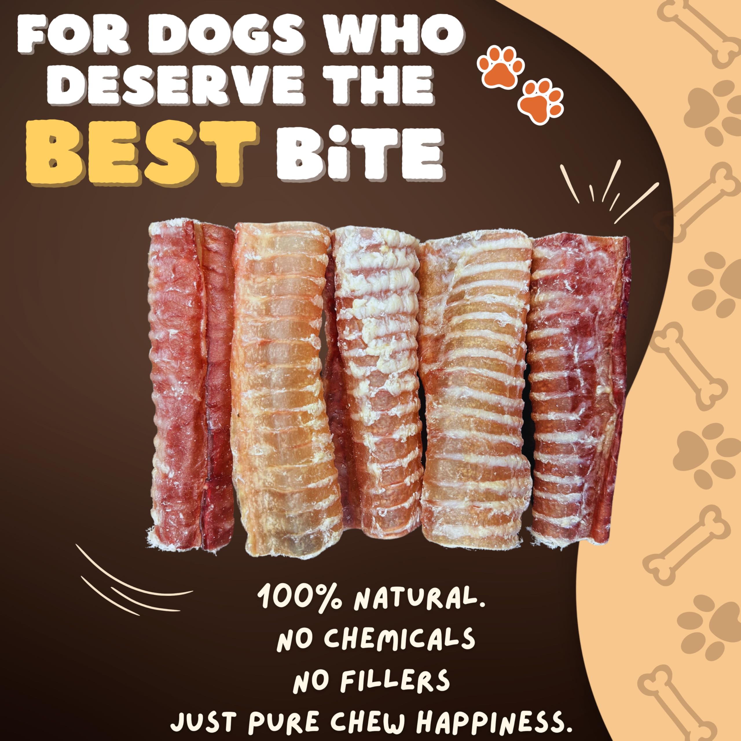 Woofley's tráquea de res envase 10 piezas, premio natural para perros.