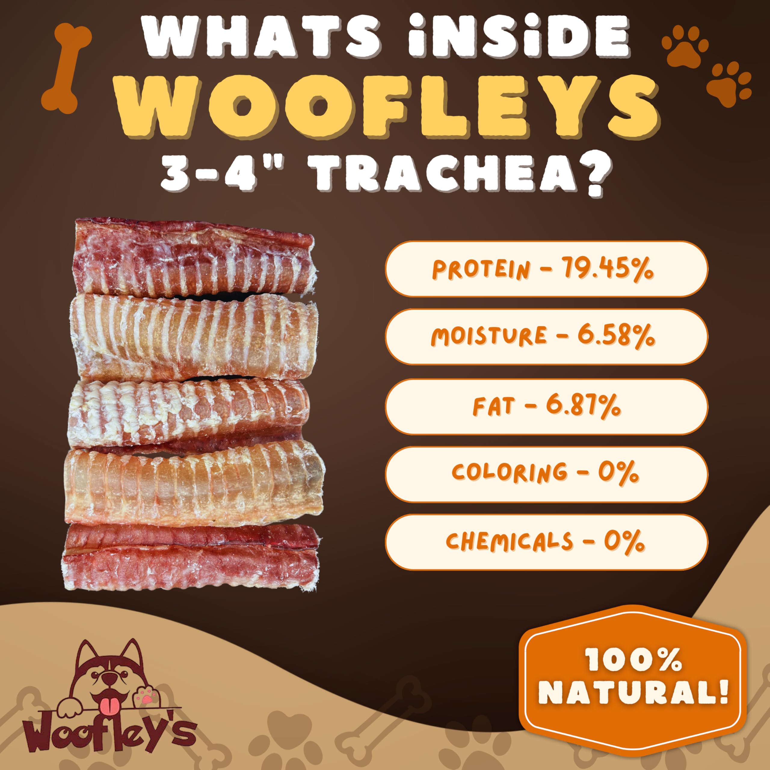 Woofley's Tráquea de res – primer plano, digestibilidad fácil.