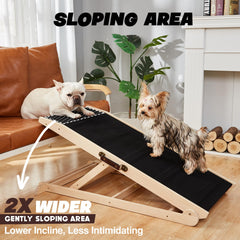 Woohoo Lab dog ramp displaying six adjustable height settings for reach