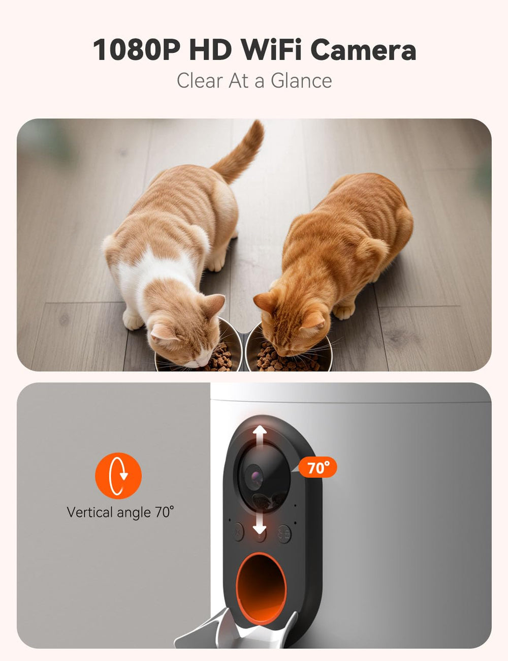 Cámara WOPET 1080p con vista amplia para observar la comida
