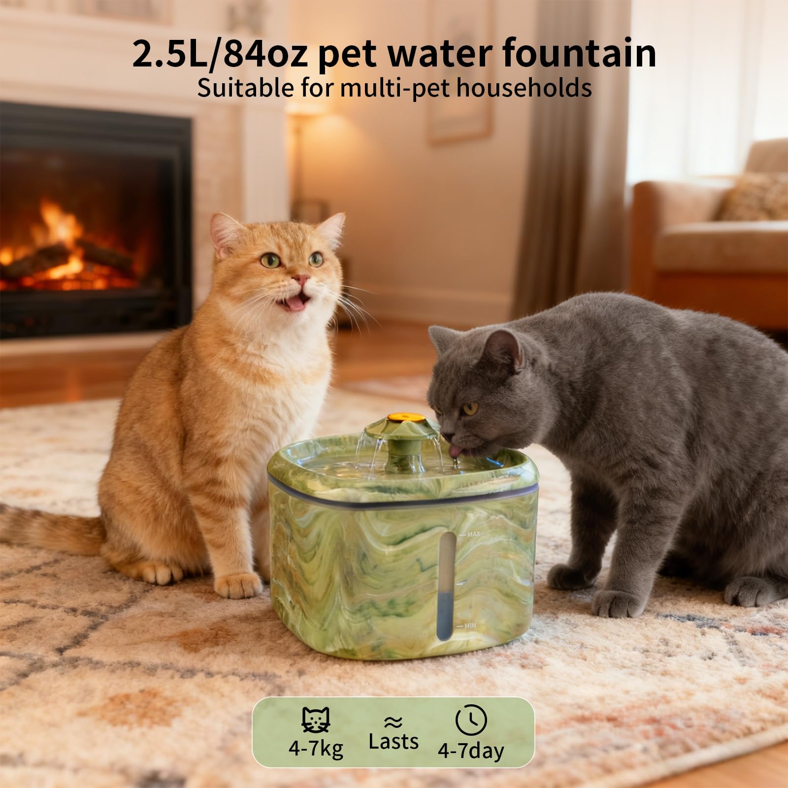 Woqucute fuente para mascotas de capacidad 2.5 L.
