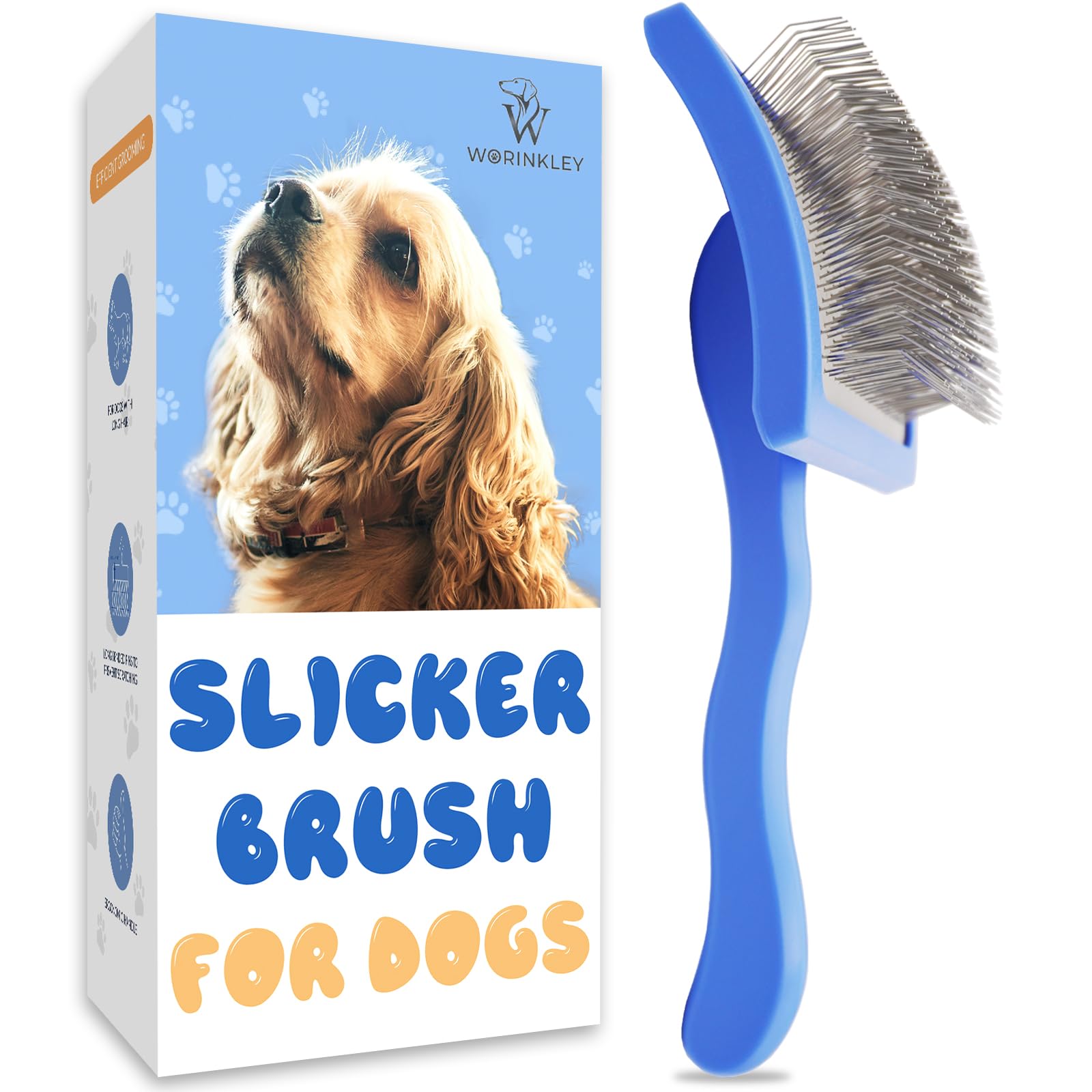 Worinkley cepillo para perros con puntas largas favorece desenredar sin irritar la piel.
