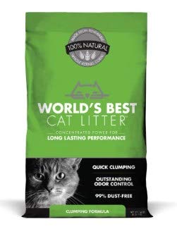 World’s Best Cat Litter Original Series 14 lb bolsa, control de olores duradero y recogida rápida.