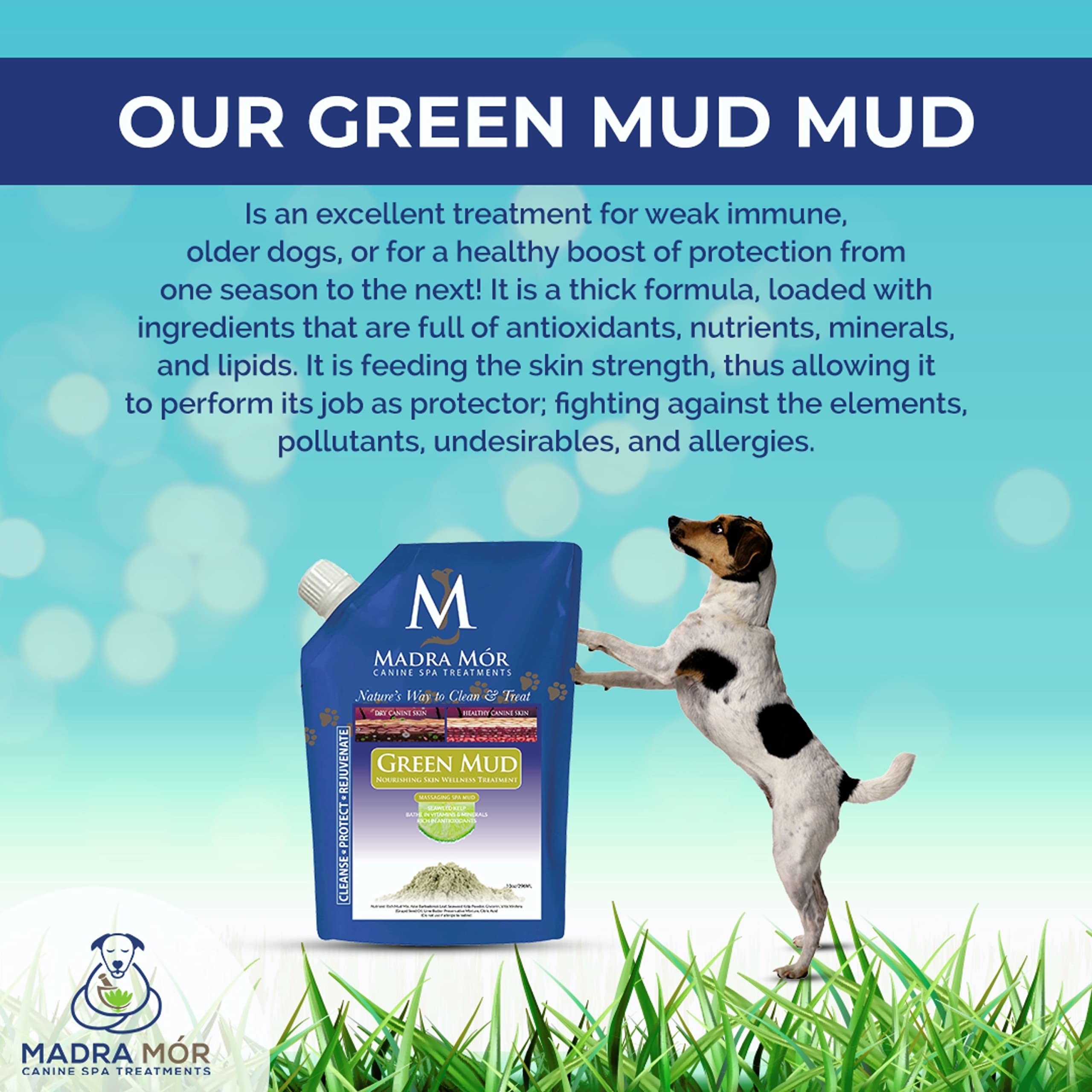 Worldwide Nutrition Madra Mor baño de barro para perros, limpieza suave del pelaje y la piel