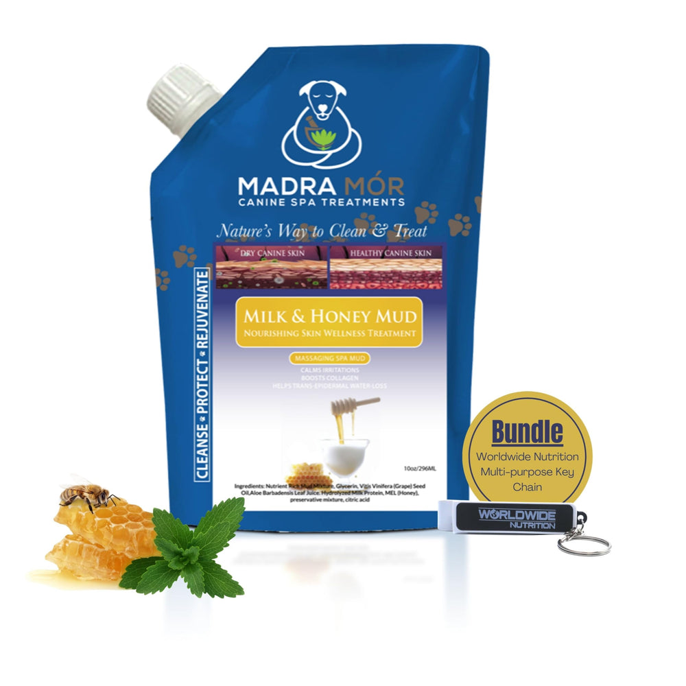 Madra Mor de Worldwide Nutrition, lodo leche miel para perro, spa suave