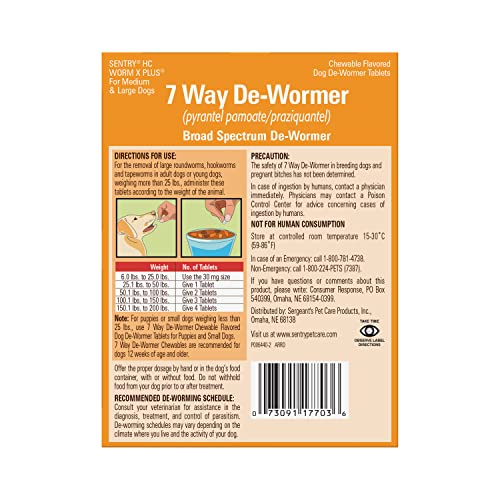 WORM X PLUS tabletas desparasitantes para perros, cubre dos tipos de gusanos.
