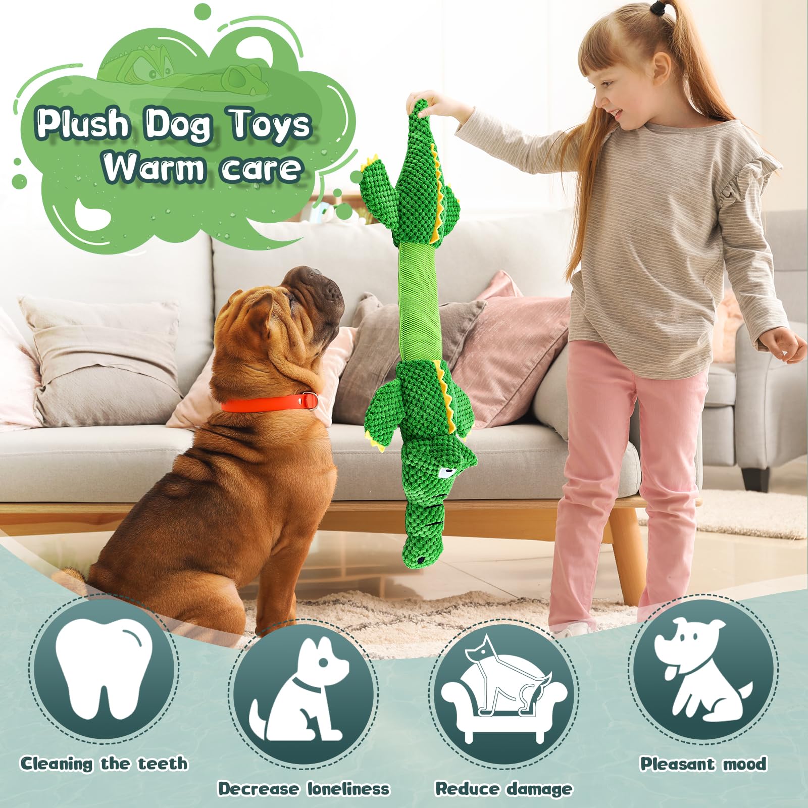 WOWBALA peluche croco con sonido chirriador para despertar curiosidad y juego.