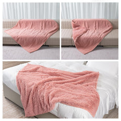 Wowchine manta dos caras sherpa rosa, doble cara para sofá y cama, añade calidez