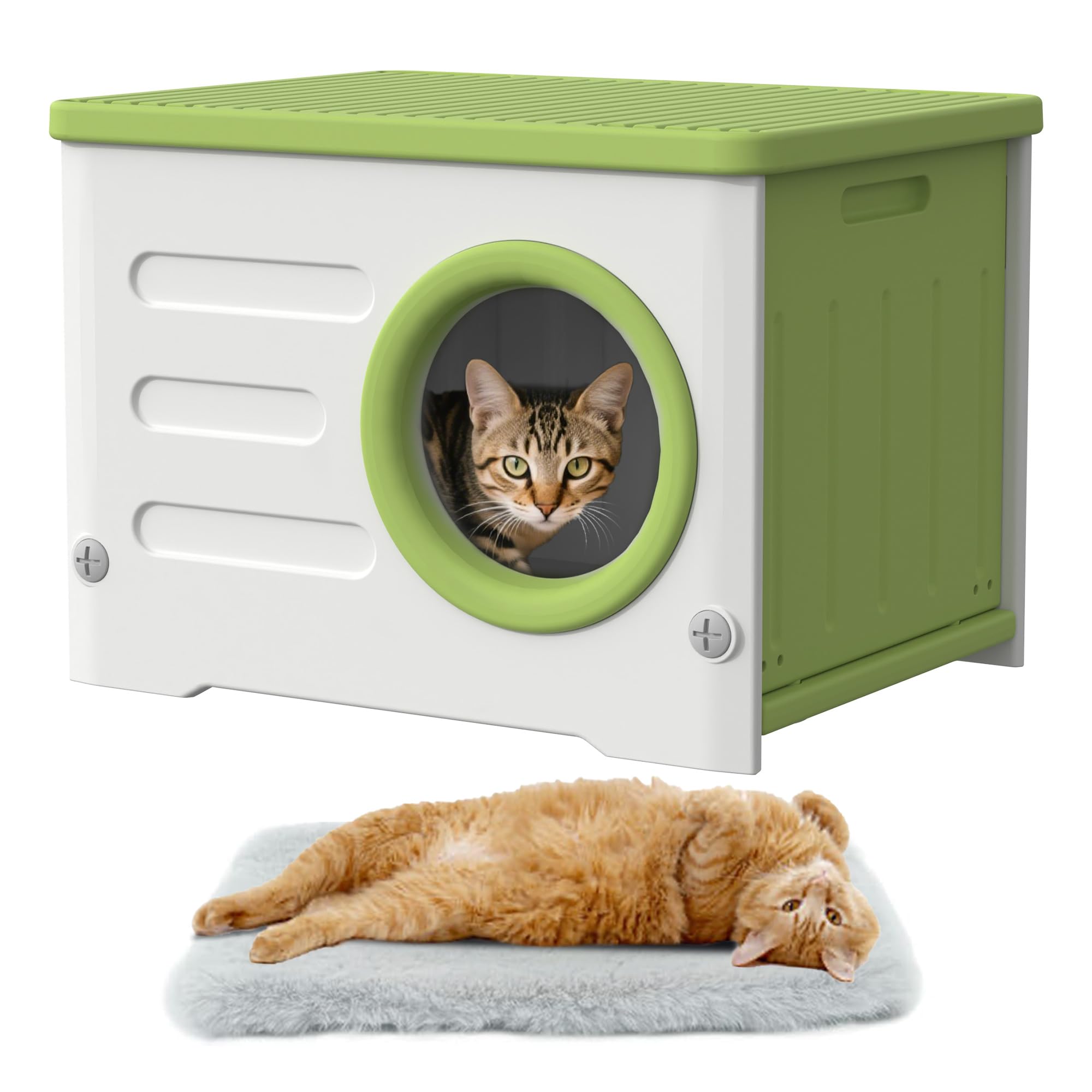WOWOTOZN casa para gatos exterior resistente, lista para uso diario en jardín