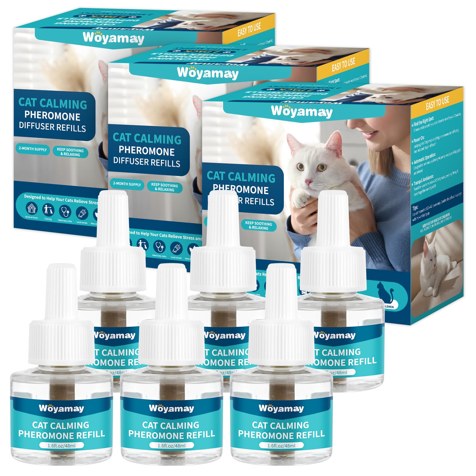 Difusor Woyamay para gatos con 6 recargas, calma y descanso para felinos