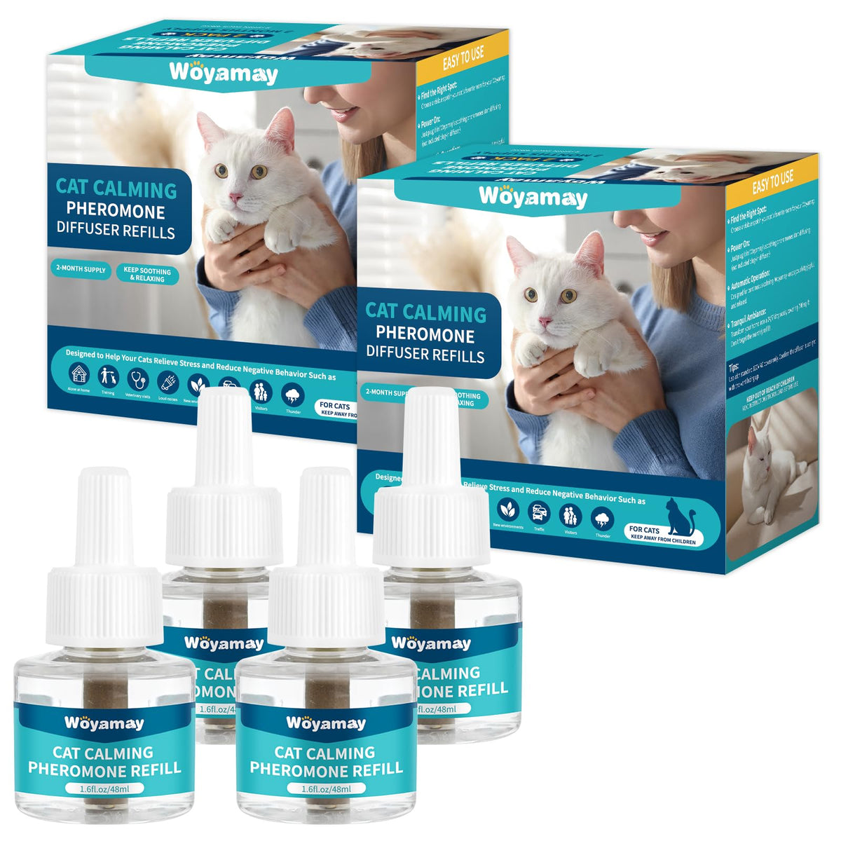 Difusor calmante Woyamay con botella de 48 ml para calmar gatos en casa