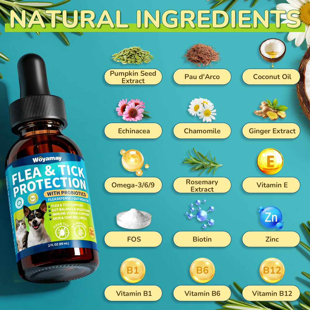 Doble función: pulgas y apoyo digestivo, gracias a su fórmula natural.