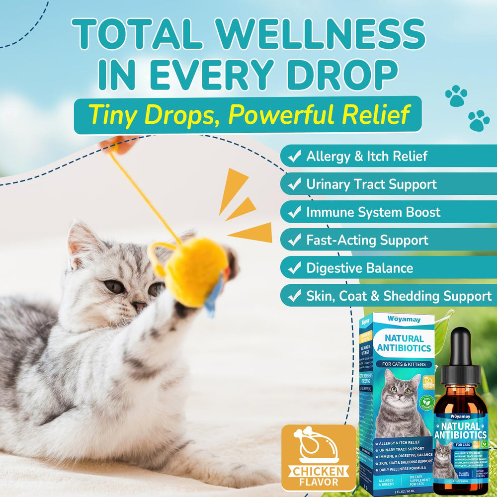 Woyamay refuerza la inmunidad felina con gotas líquidas de fácil uso.