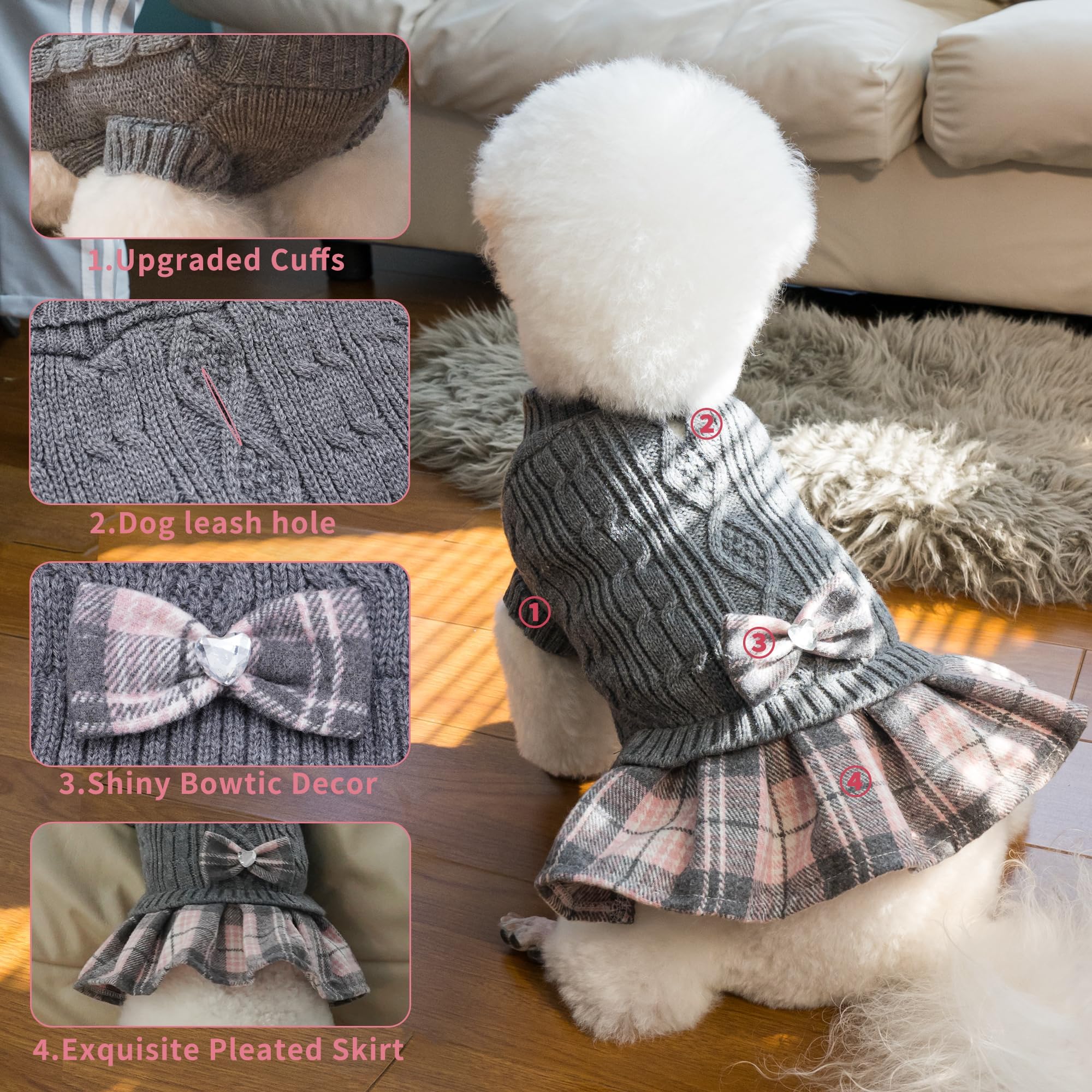 WOYYHO sudadera canina con lazo diamante, estilo elegante para fotos.