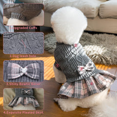 WOYYHO sudadera canina con lazo diamante, estilo elegante para fotos.