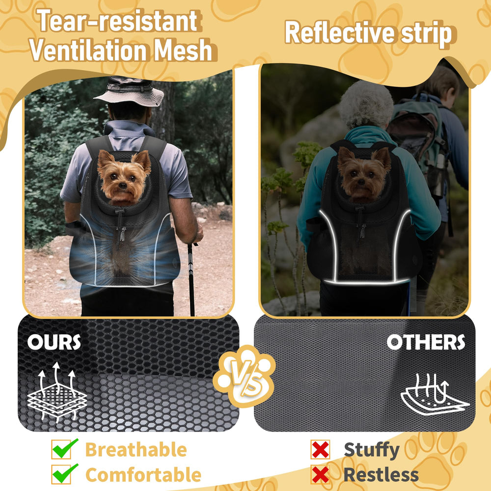 Mochila WOYYHO para perro, respaldo ergonómico para reducir el esfuerzo en caminatas.