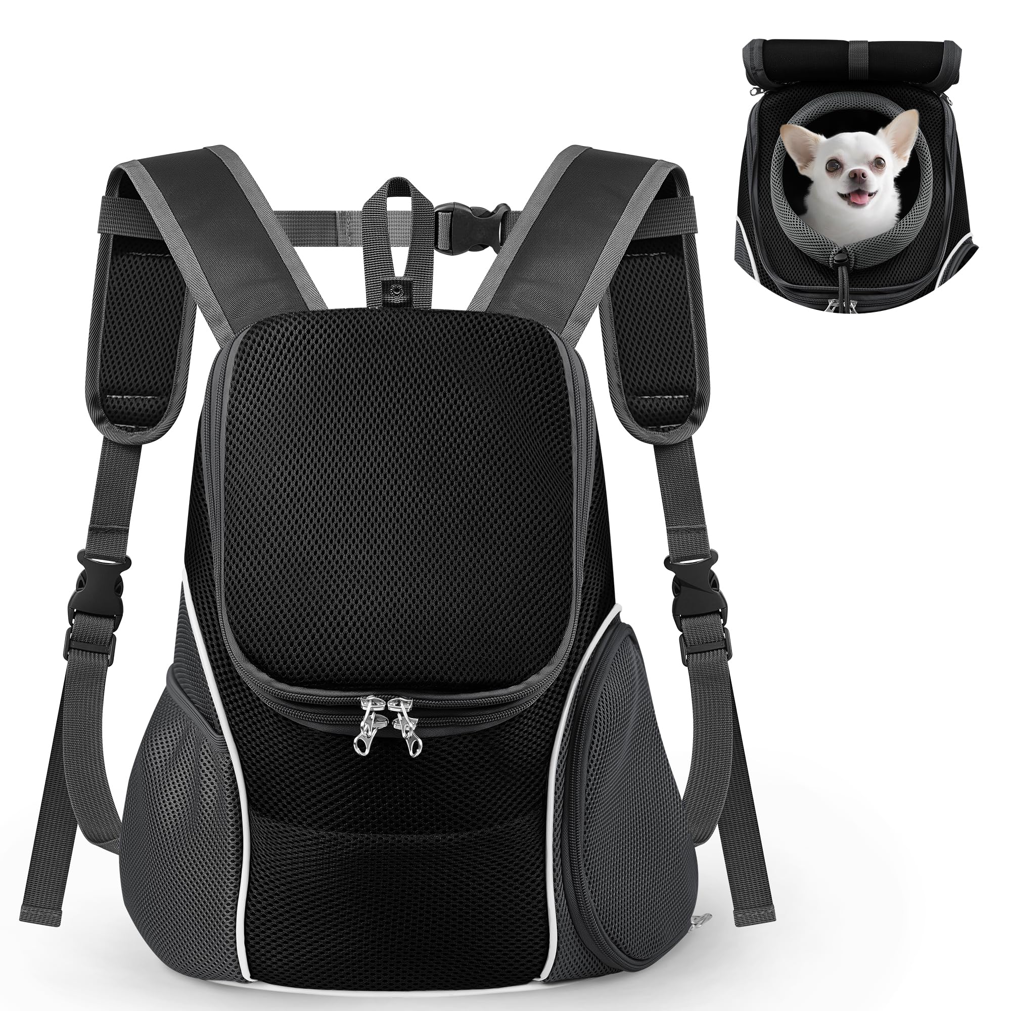 Mochila WOYYHO para perros con ventana superior mejora visibilidad y confort.