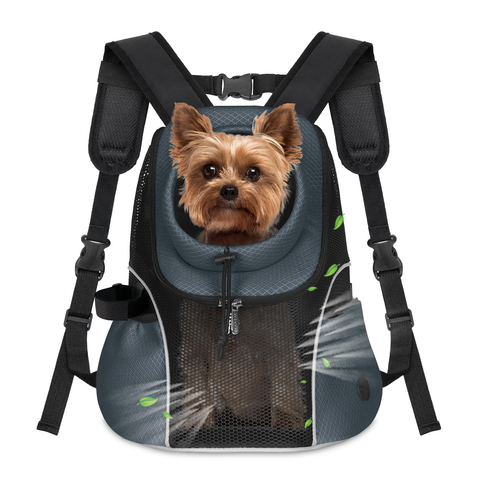 WOYYHO mochila portador perrito, visual frontal ventilada, ideal para viajar con mascota.