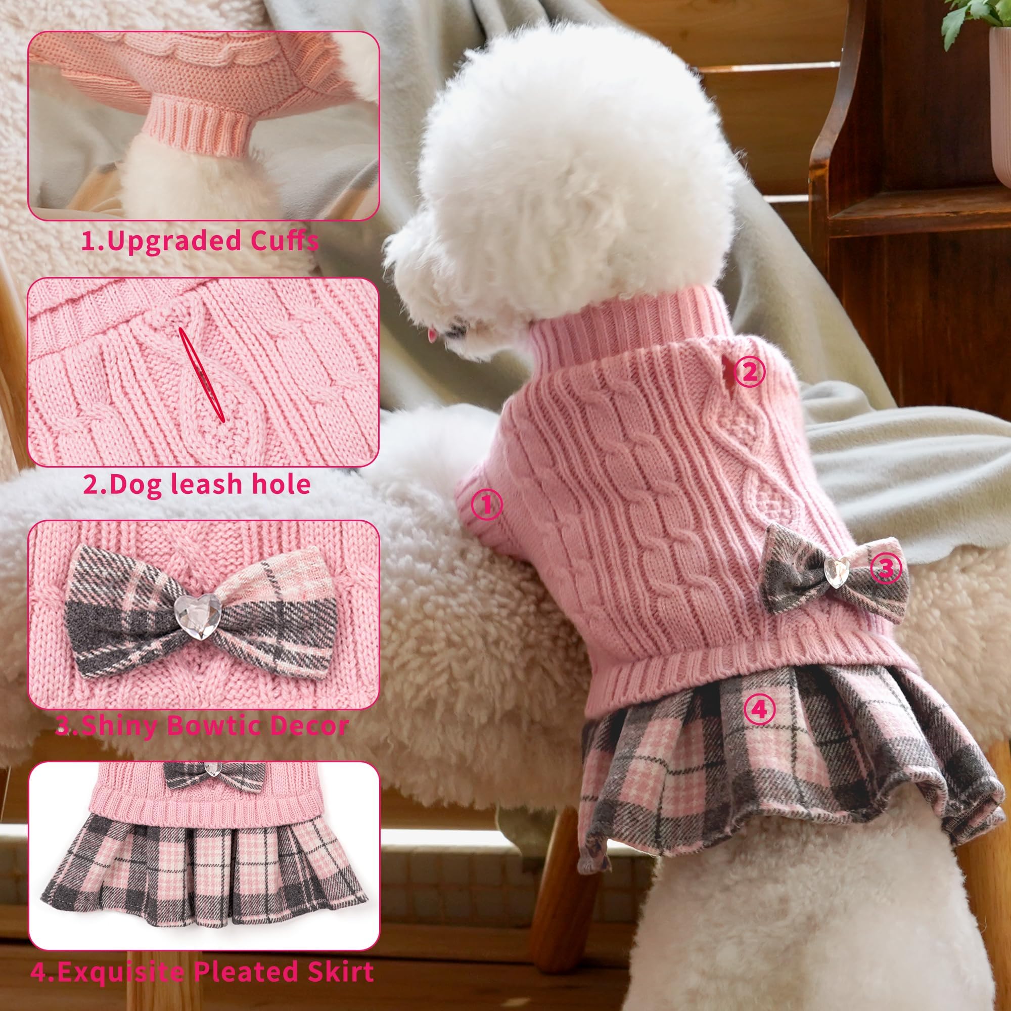 WOYYHO sudadera para perro con cuello alto de tejido cálido y cómodo.