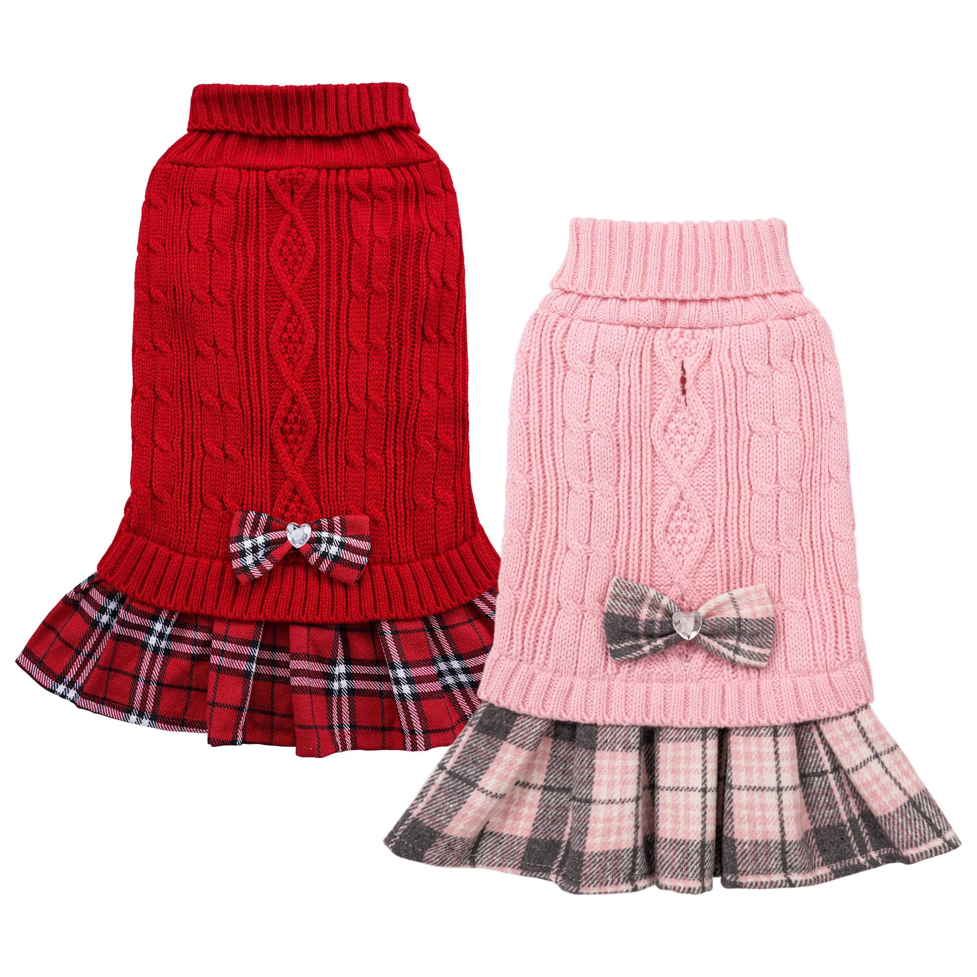 WOYYHO vestido-sudadera para perro con lazo, ideal para salidas elegantes y festivas.