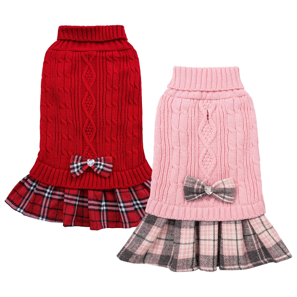 WOYYHO vestido-sudadera para perro con lazo, ideal para salidas elegantes y festivas.