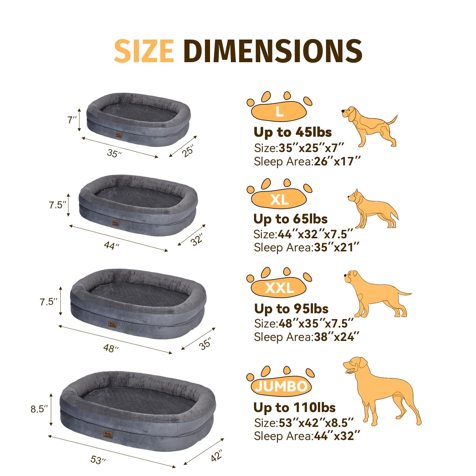 WOZOKE cubierta lavable desmontable para cama de perro grande, limpieza sencilla.