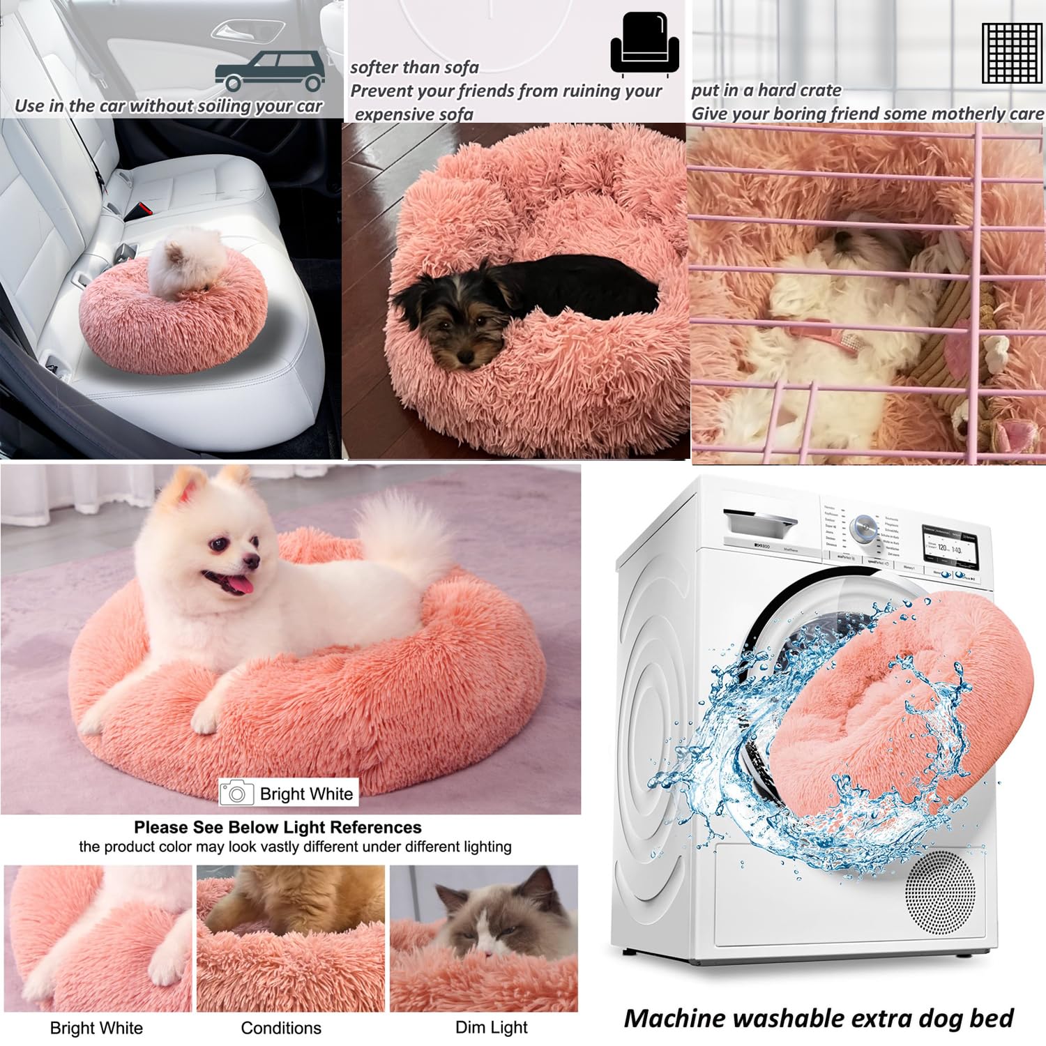 Cama wrkfree antiansiedad para perrito rosado, fomenta tranquilidad en casa
