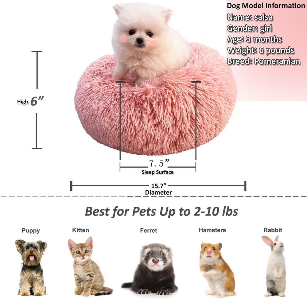 Cama donut rosada de wrkfree para mascotas, favorece el abrazo y el sueño