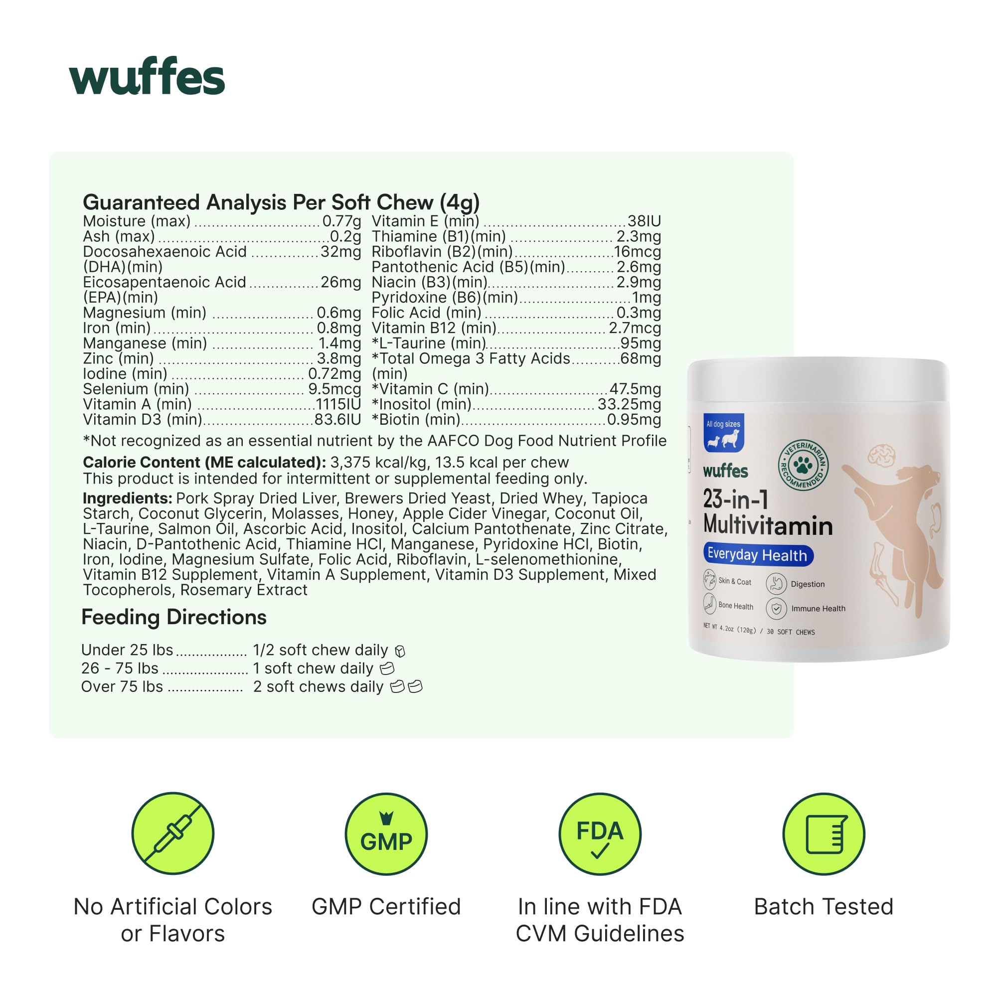 Wuffes 23-en-1 aceite de salmón Alaska sabor agradable.