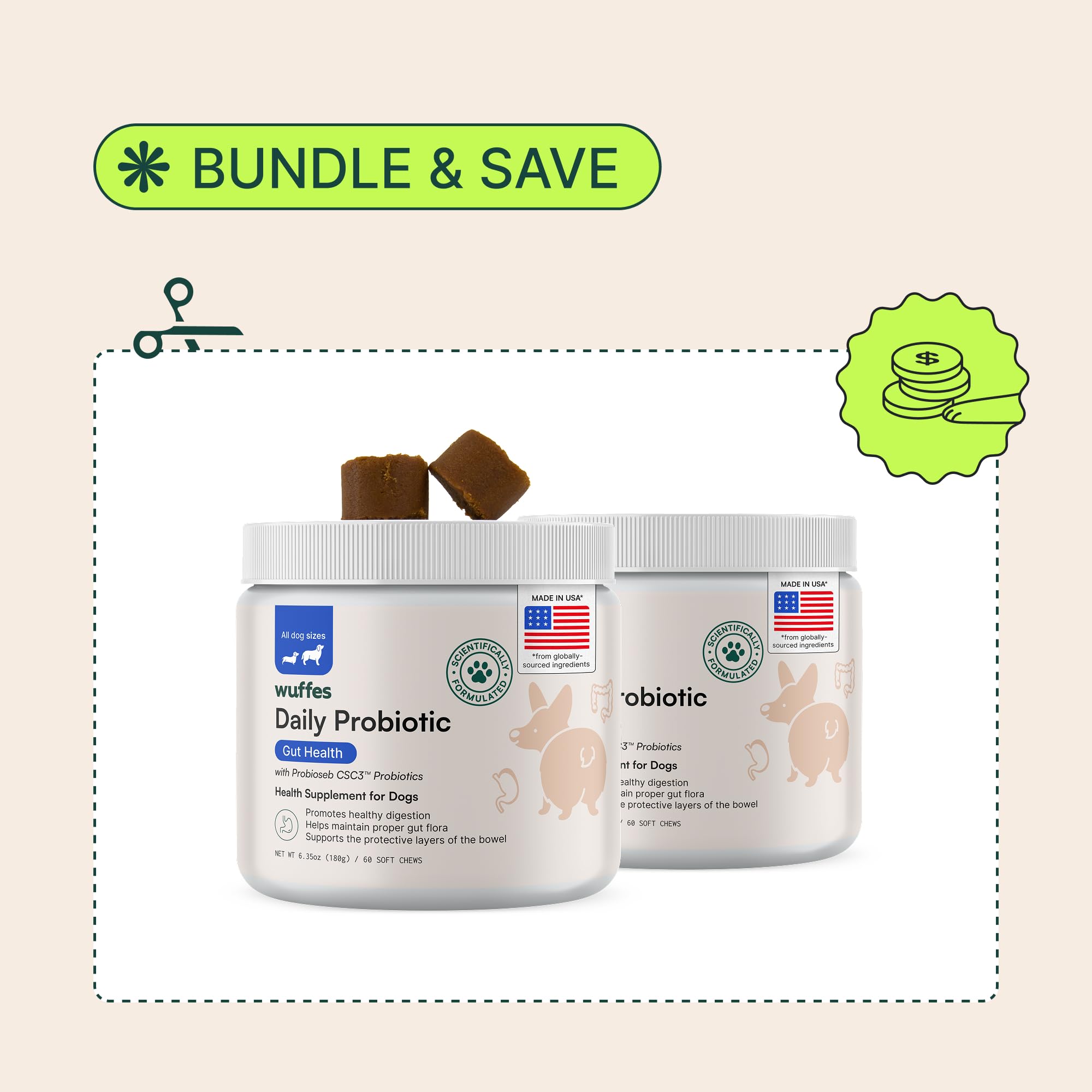 Wuffes Daily Probiotic sabor atractivo para perros