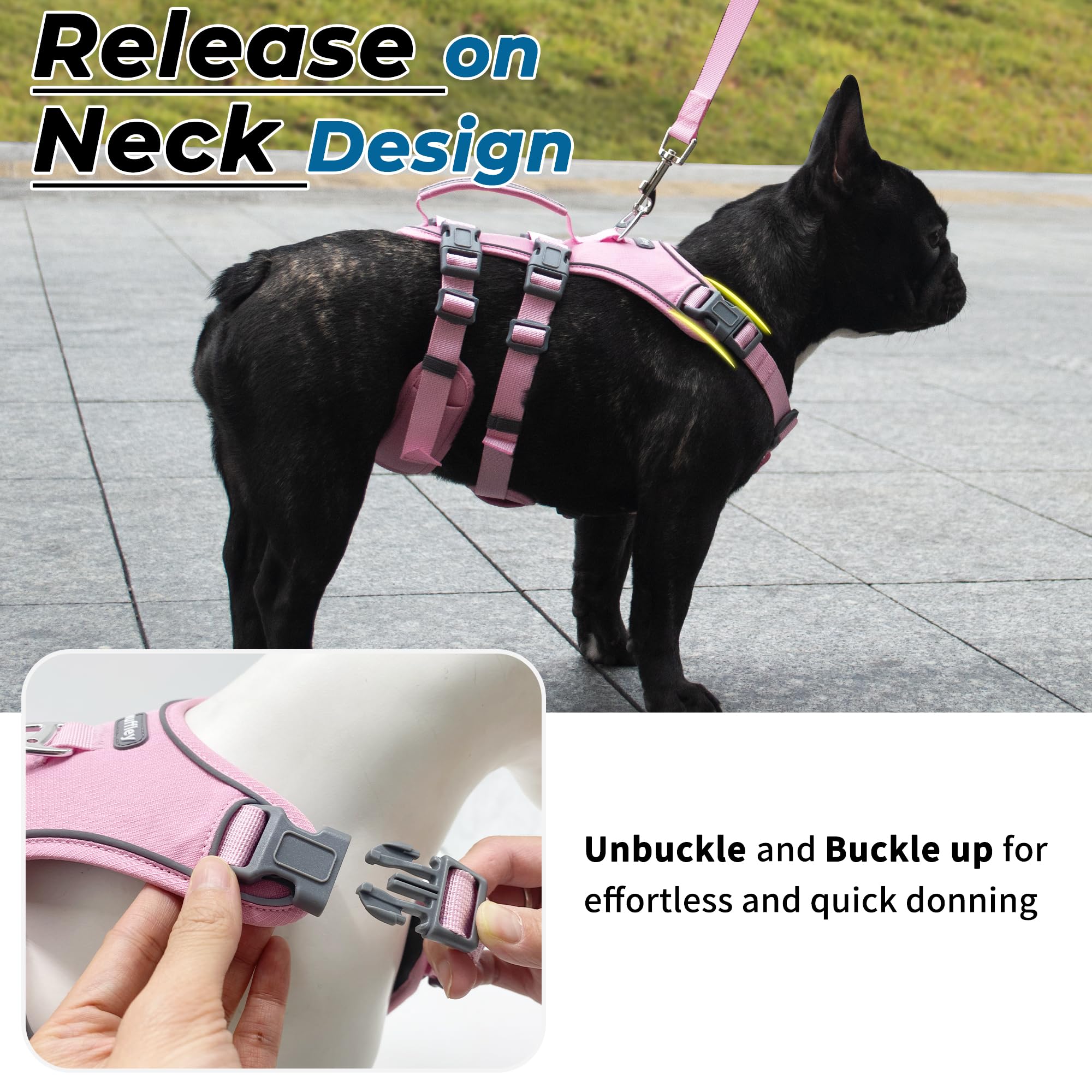 Wuffley hebilla de aluminio YKK rosa XS para durabilidad y fiabilidad.