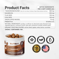 WuffWell polvo, cola-pavo para perros, apoyo digestivo diario.