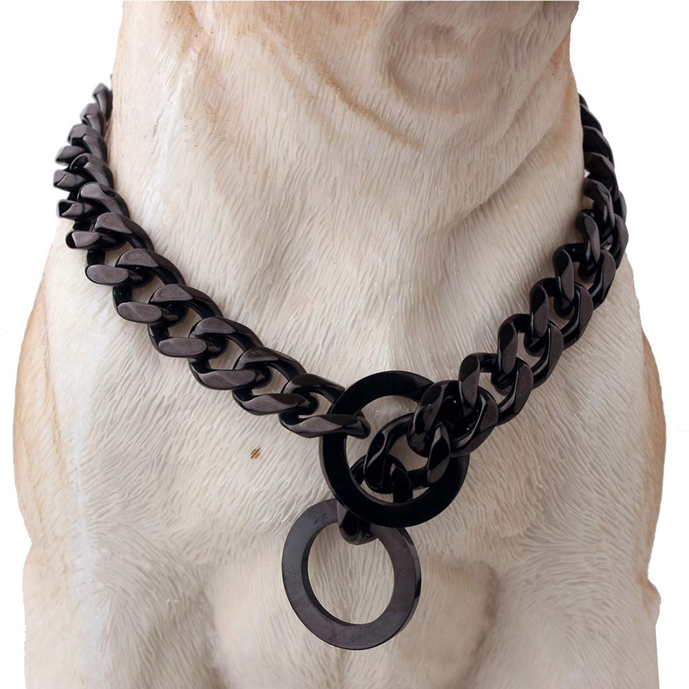 W/W Lifetime collar para perro, cadena 15mm negro, ideal para paseos seguros.