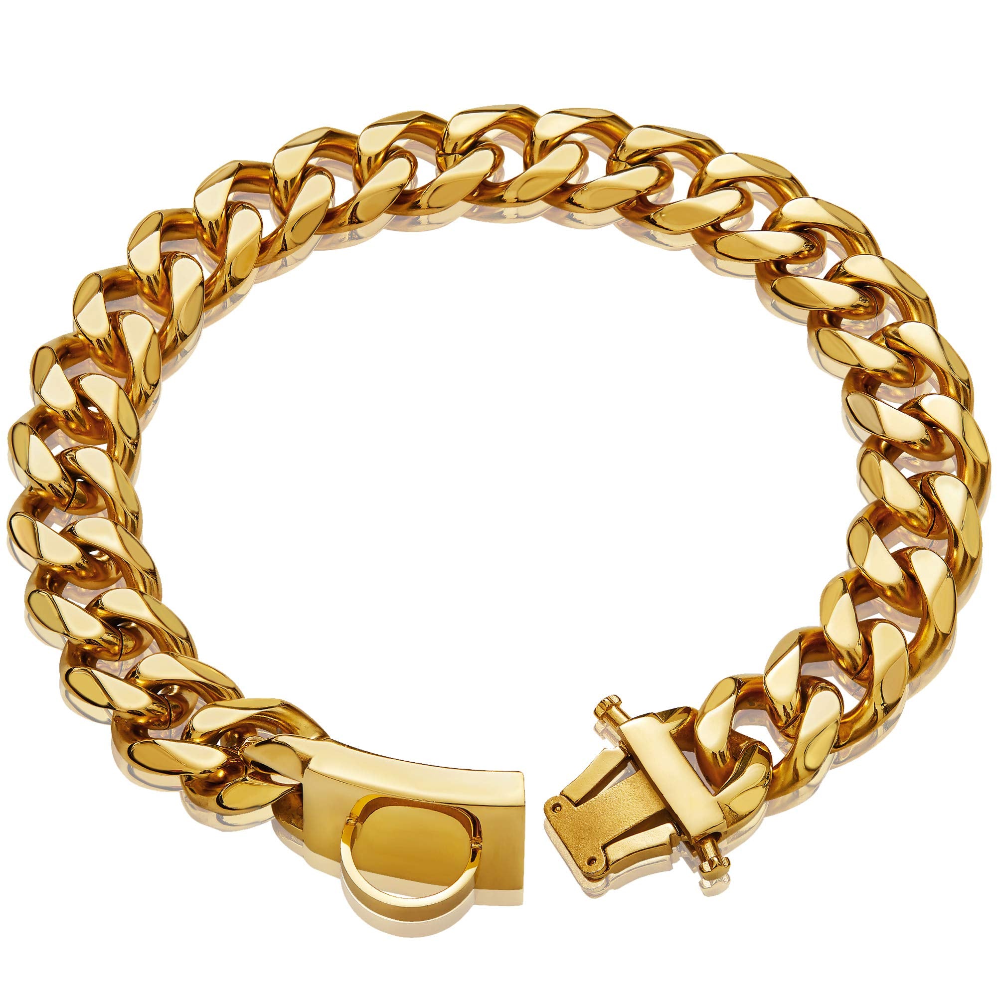 Collar de perro W/W Lifetime con cadena cubana y diseño de cierre seguro para paseos