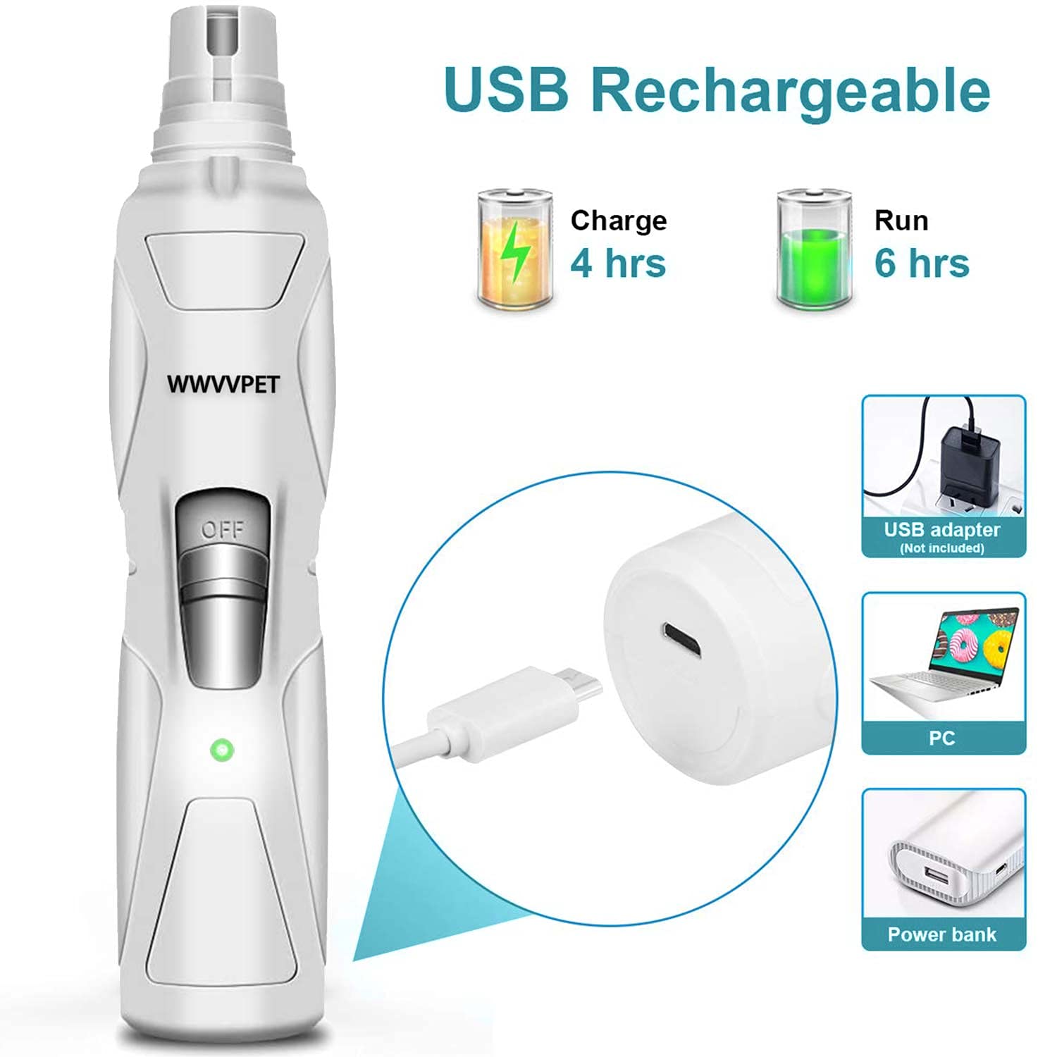 Lijadora WWVVPET con batería recargable Ni-MH para sesiones prolongadas