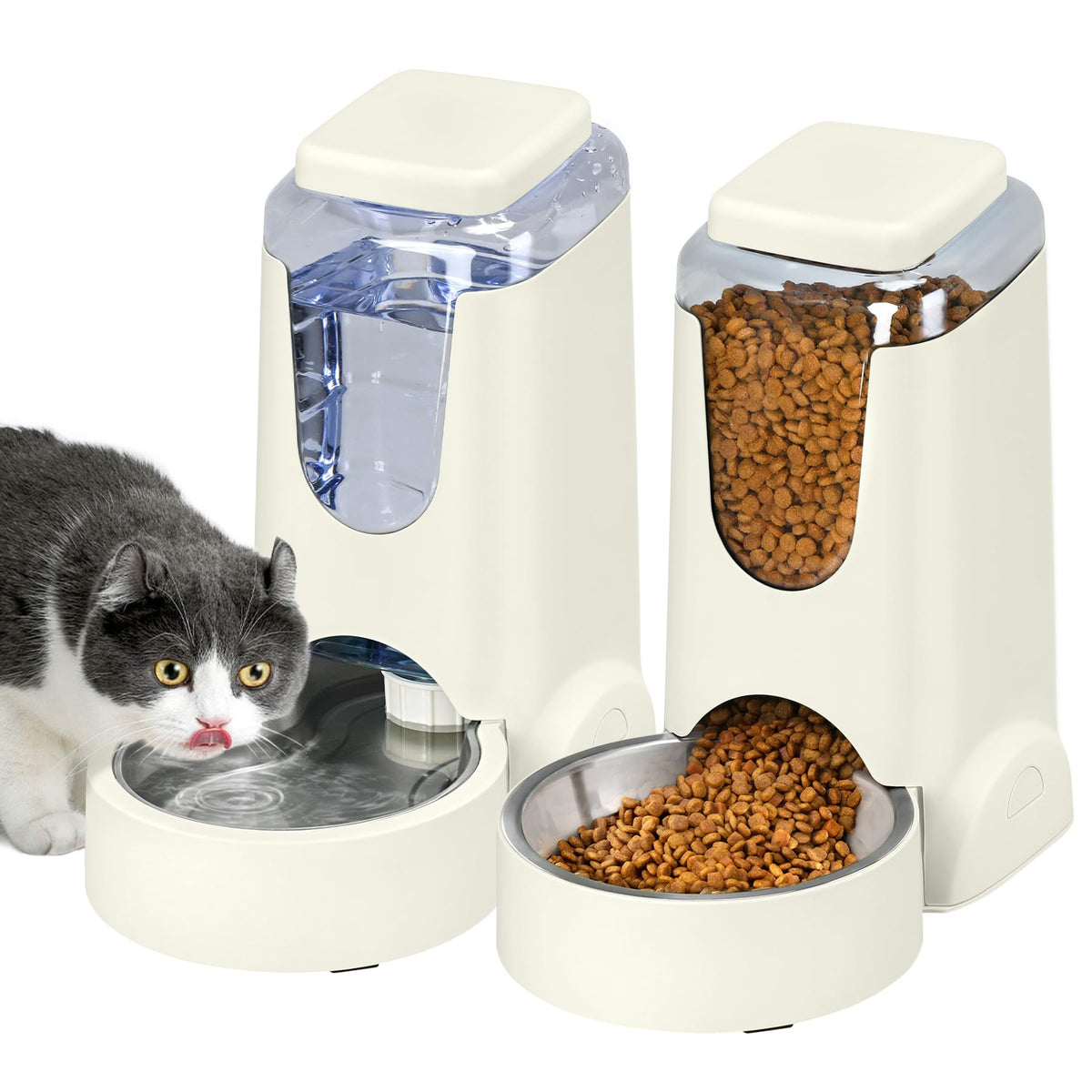 WyfKyd alimentador automático para gatos, dos piezas, conveniencia diaria para mascotas.