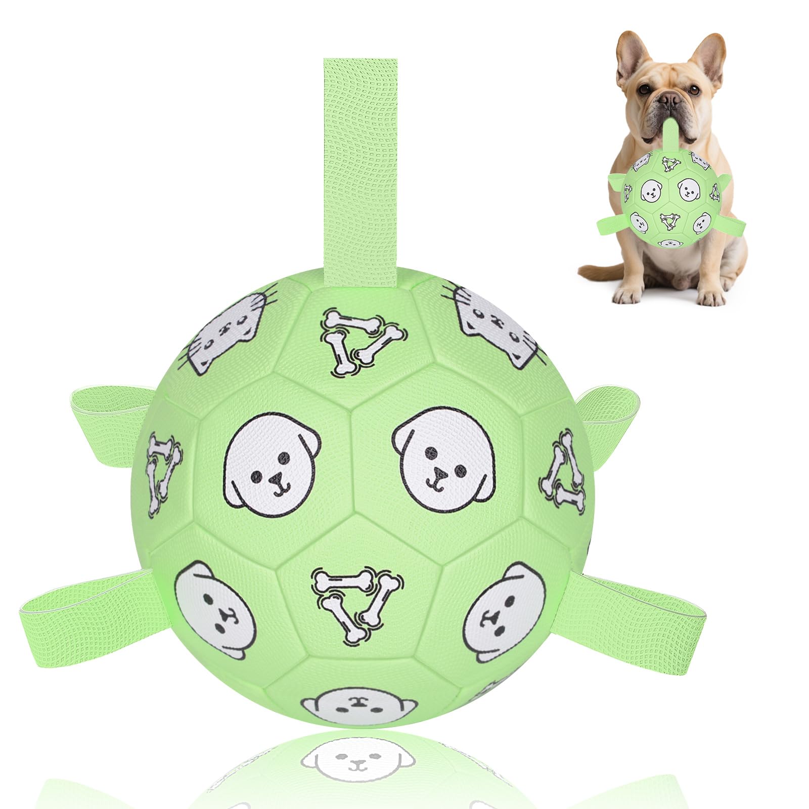 WYNTRIUM bola futbol para perros con cintas, ideal para tirar y atrapar.