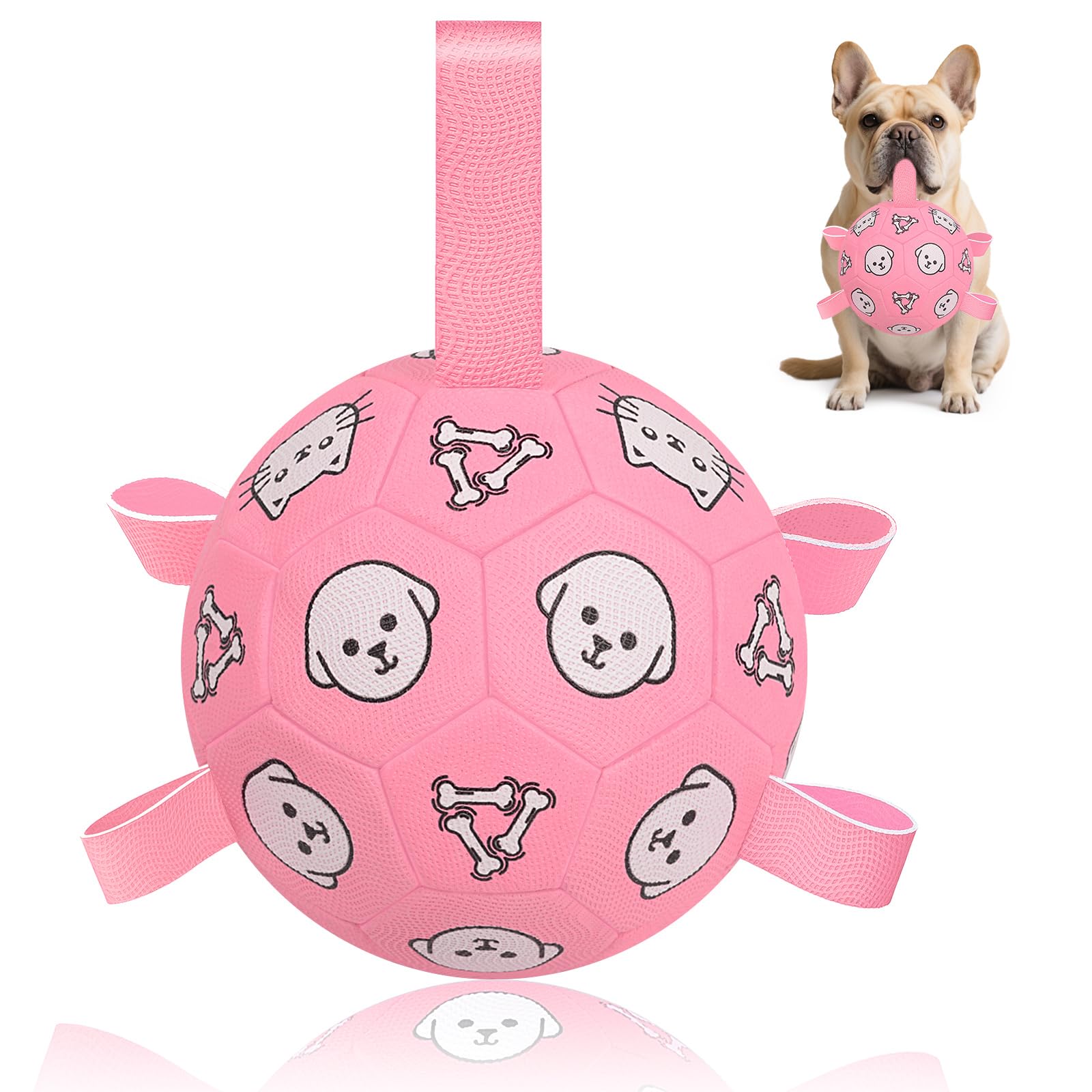 WYNTRIUM balón para perros con tiras de agarre, ideal para buscar y jugar.