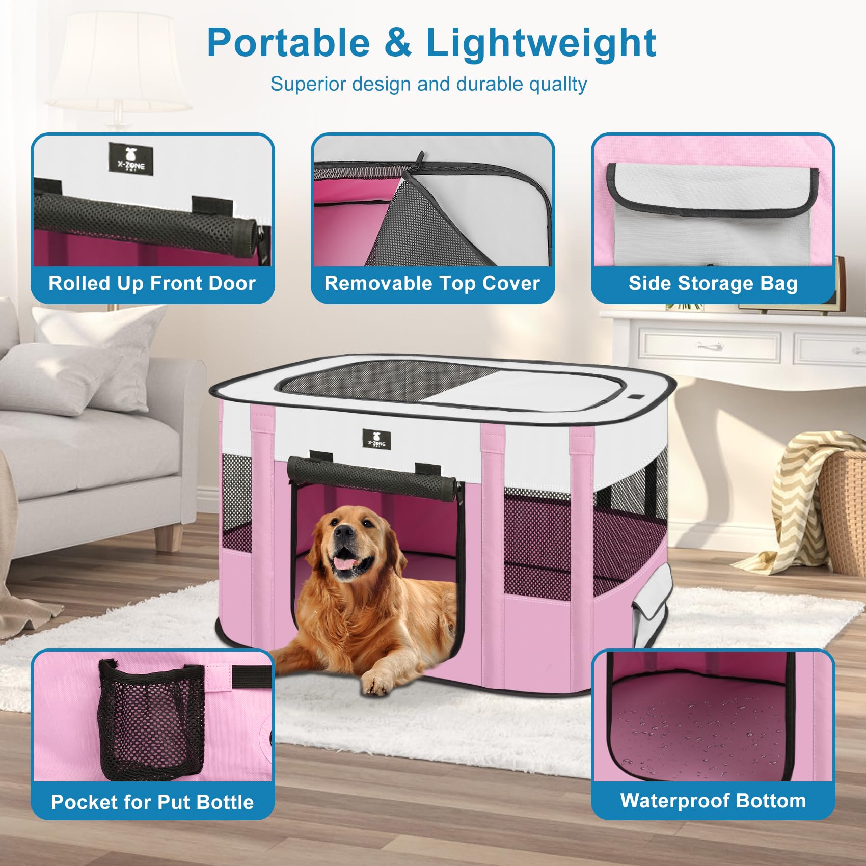 Diseño plegable y ligero de X-ZONE PET para transporte y almacenamiento.