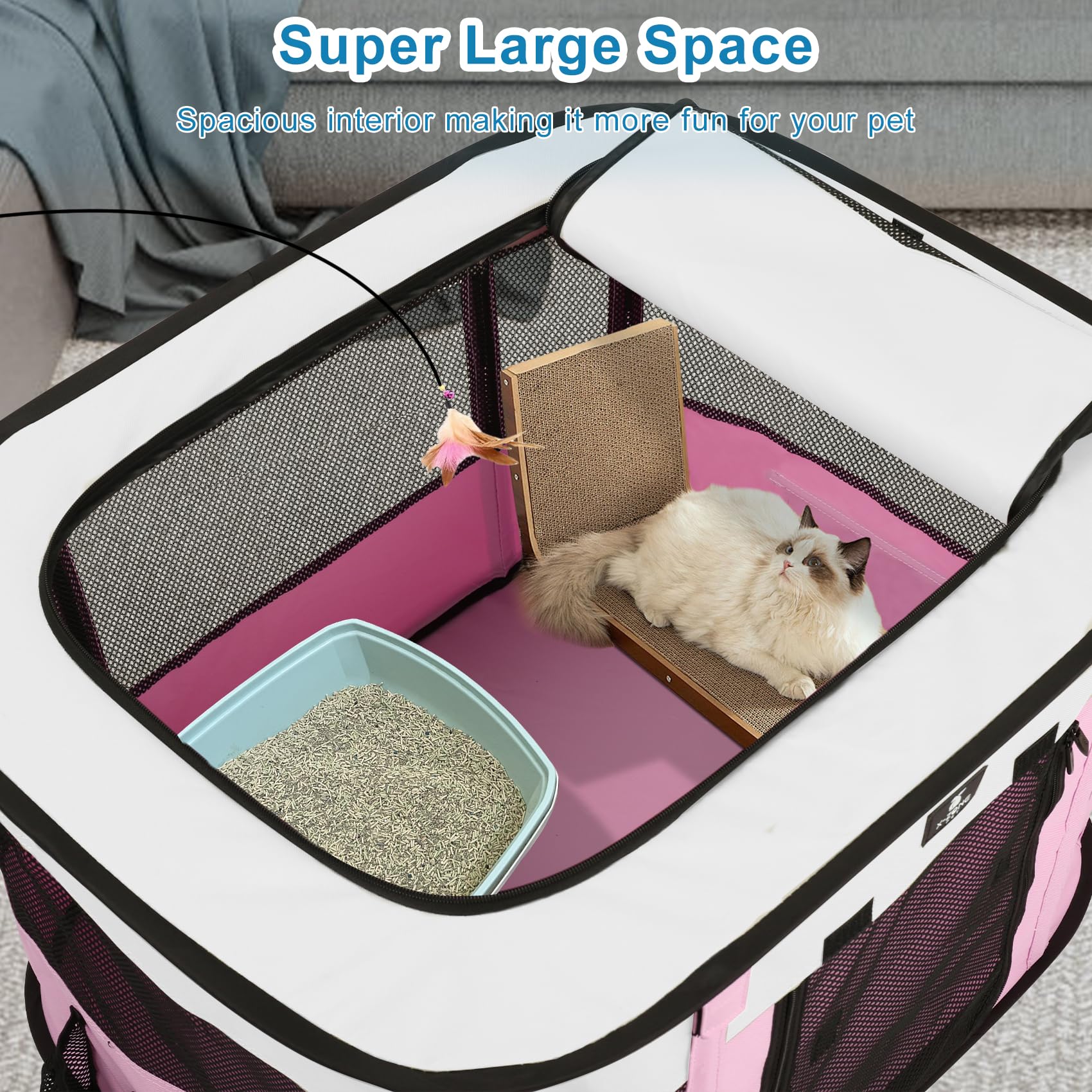 Uso para interiores y exteriores con X-ZONE PET corral rosa.