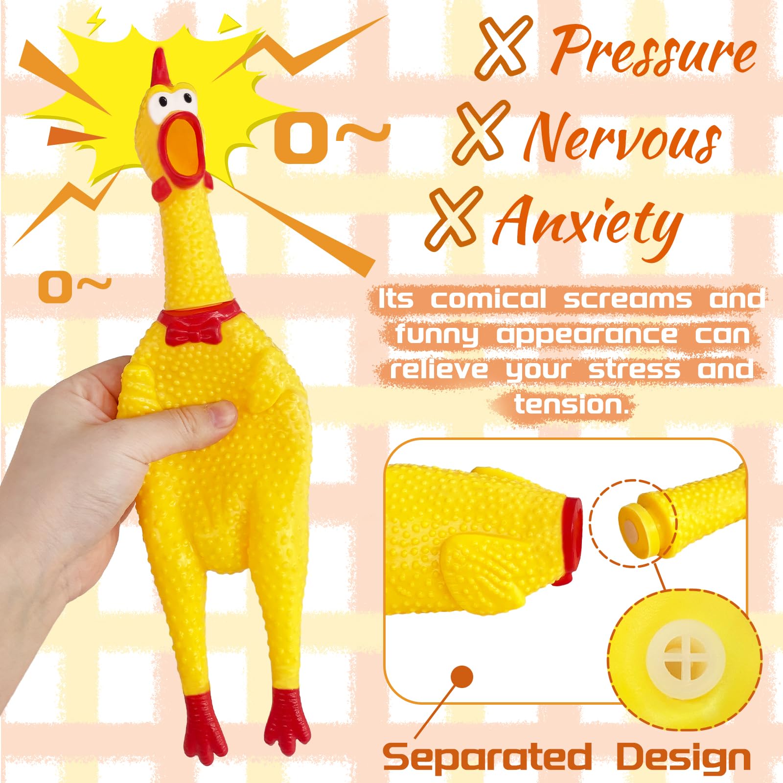 Xeehwb pollito de goma grande, diseño separado facilita volver a montar.