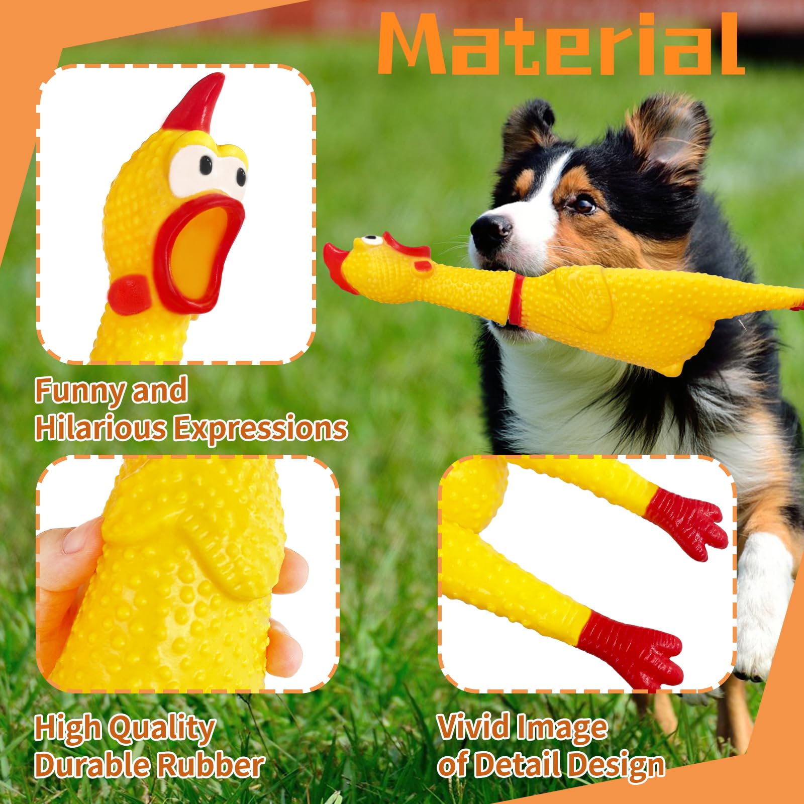 Xeehwb pollo de goma, diseño resistente, perfecto para masticar y juego diario.